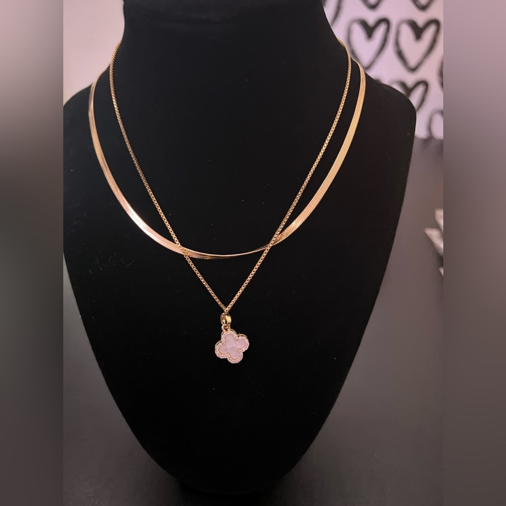 Double Sided Clover Necklace Set